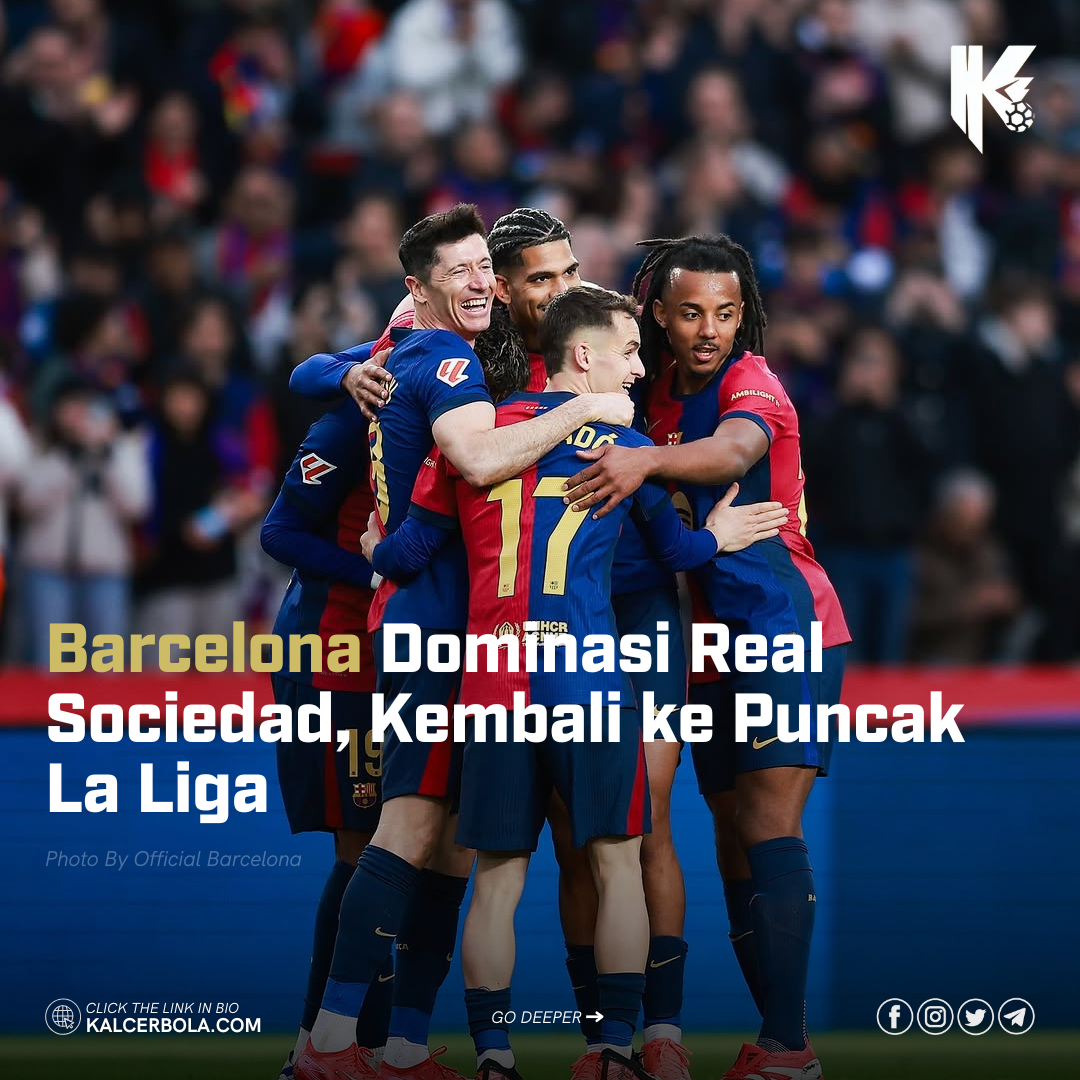 Barcelona Dominasi Real Sociedad, Kembali ke Puncak La Liga
