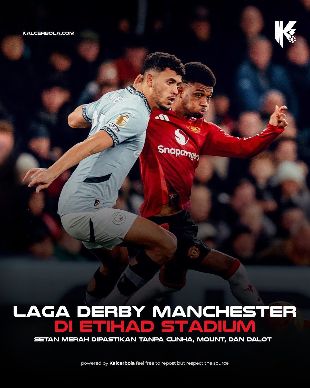 Setan Merah Tanpa Cunha, Mount & Dalot di Derby Manchester