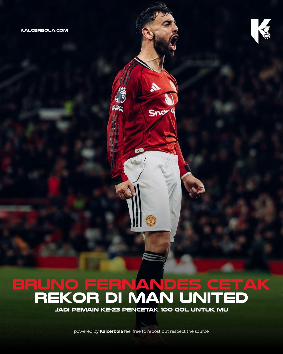 Bruno Fernandes Tembus 100 Gol untuk Manchester United