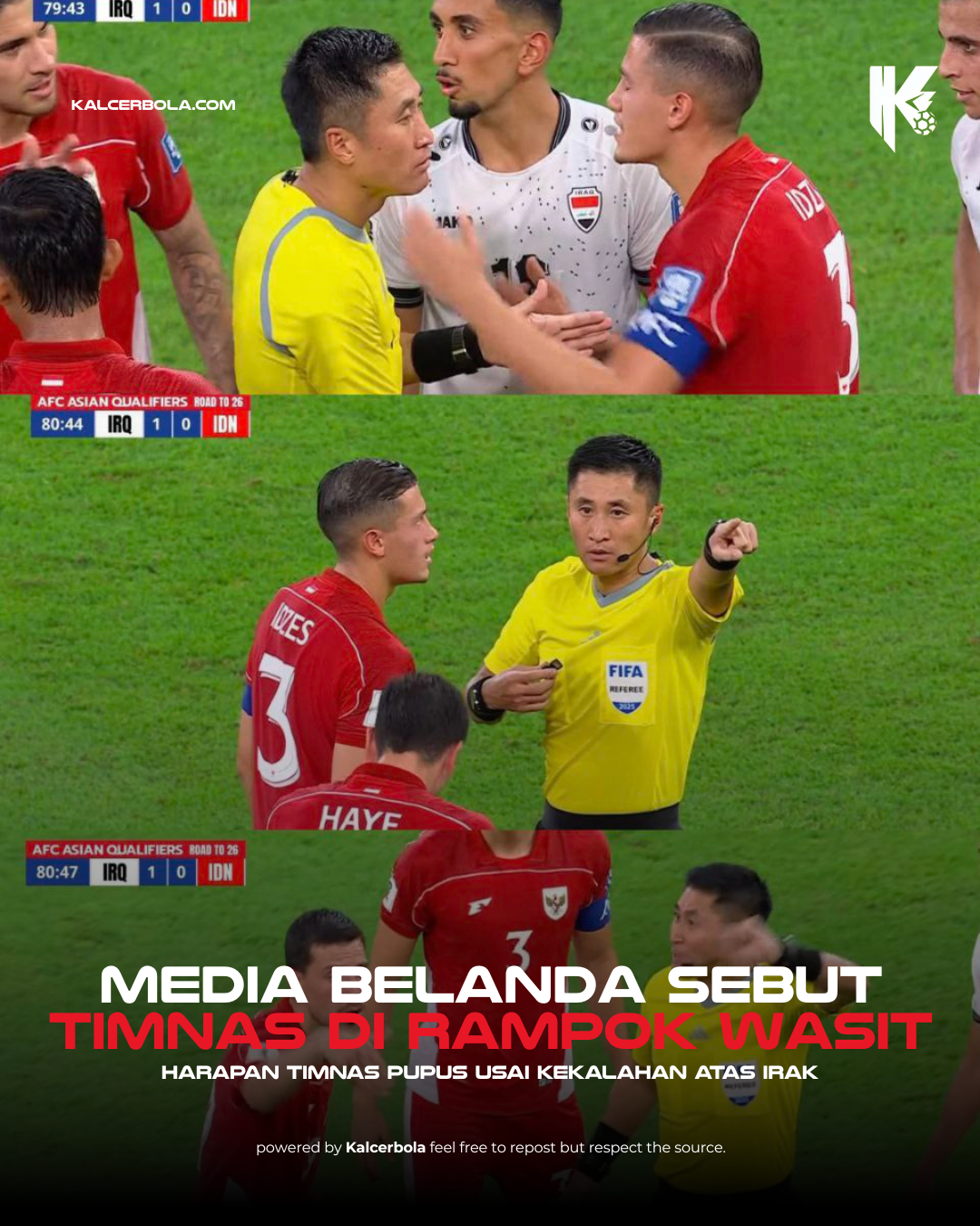 Media Belanda Sebut Timnas Indonesia Dirampok Wasit Usai Kalah Lawan Irak