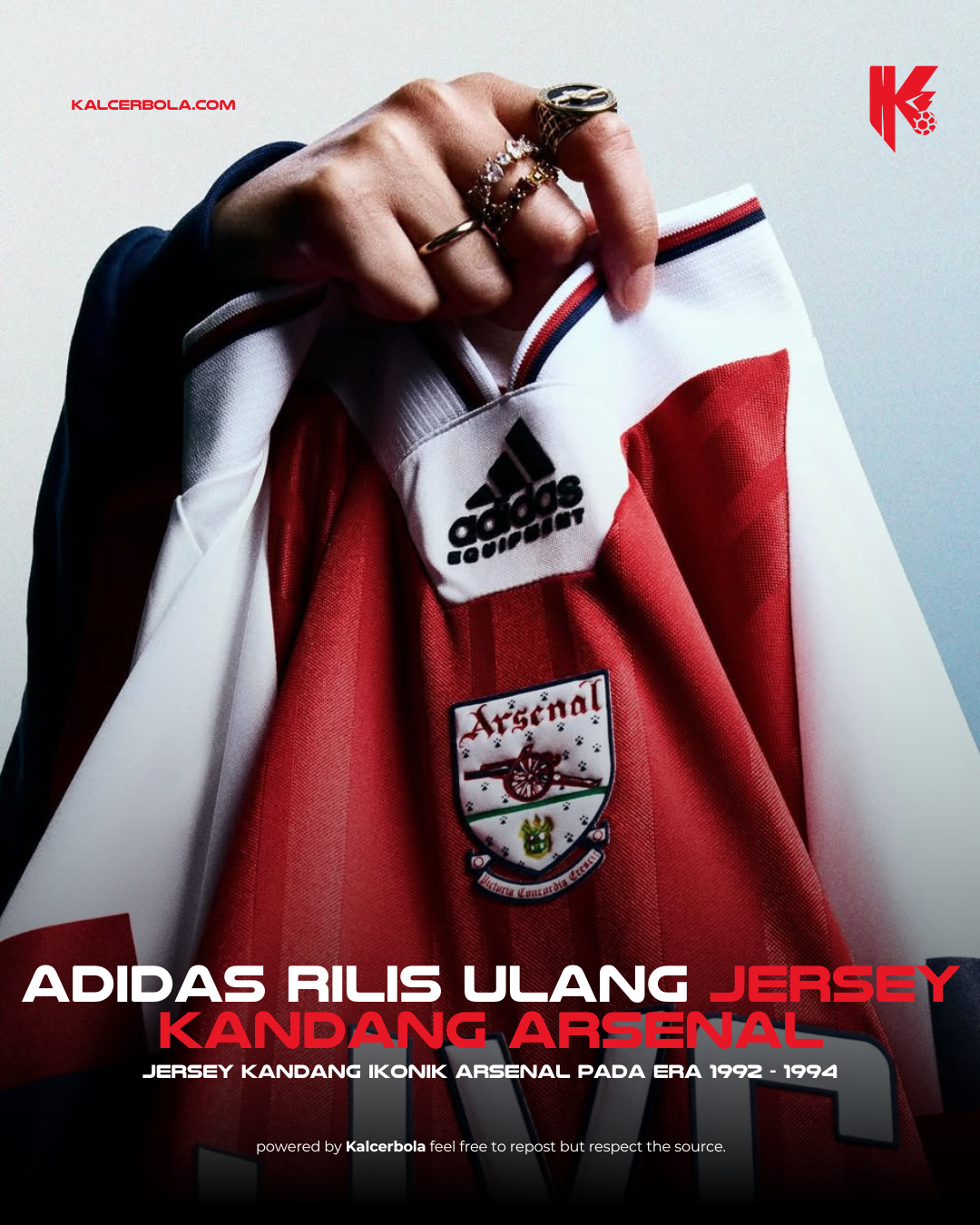 Adidas Rilis Ulang Jersey Klasik Arsenal 1992-94, Nostalgia Era Highbury!