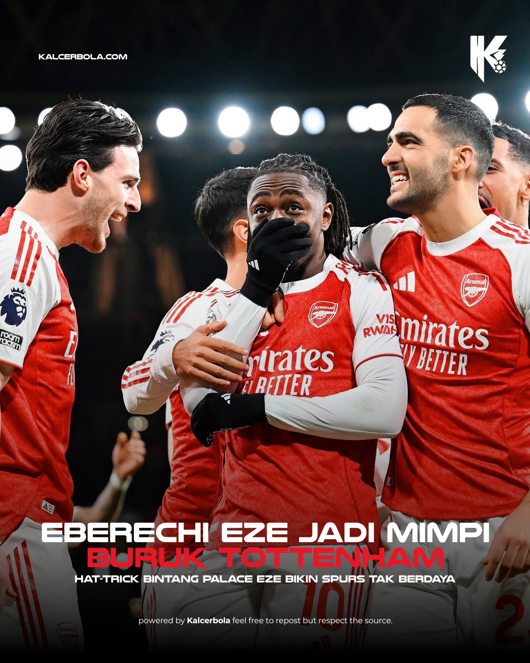 Eze Hat-Trick, Arsenal Hajar Spurs 4-1 – Tetangga Merana