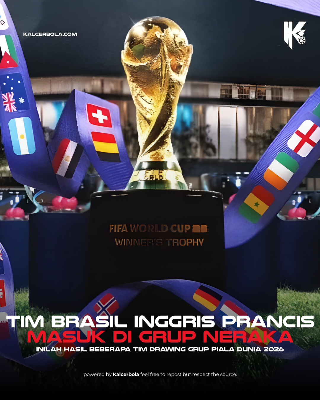 Drawing Piala Dunia 2026: Brasil, Inggris & Prancis di Grup Berat