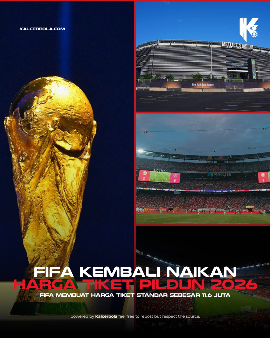FIFA Naikkan Harga Tiket Piala Dunia 2026