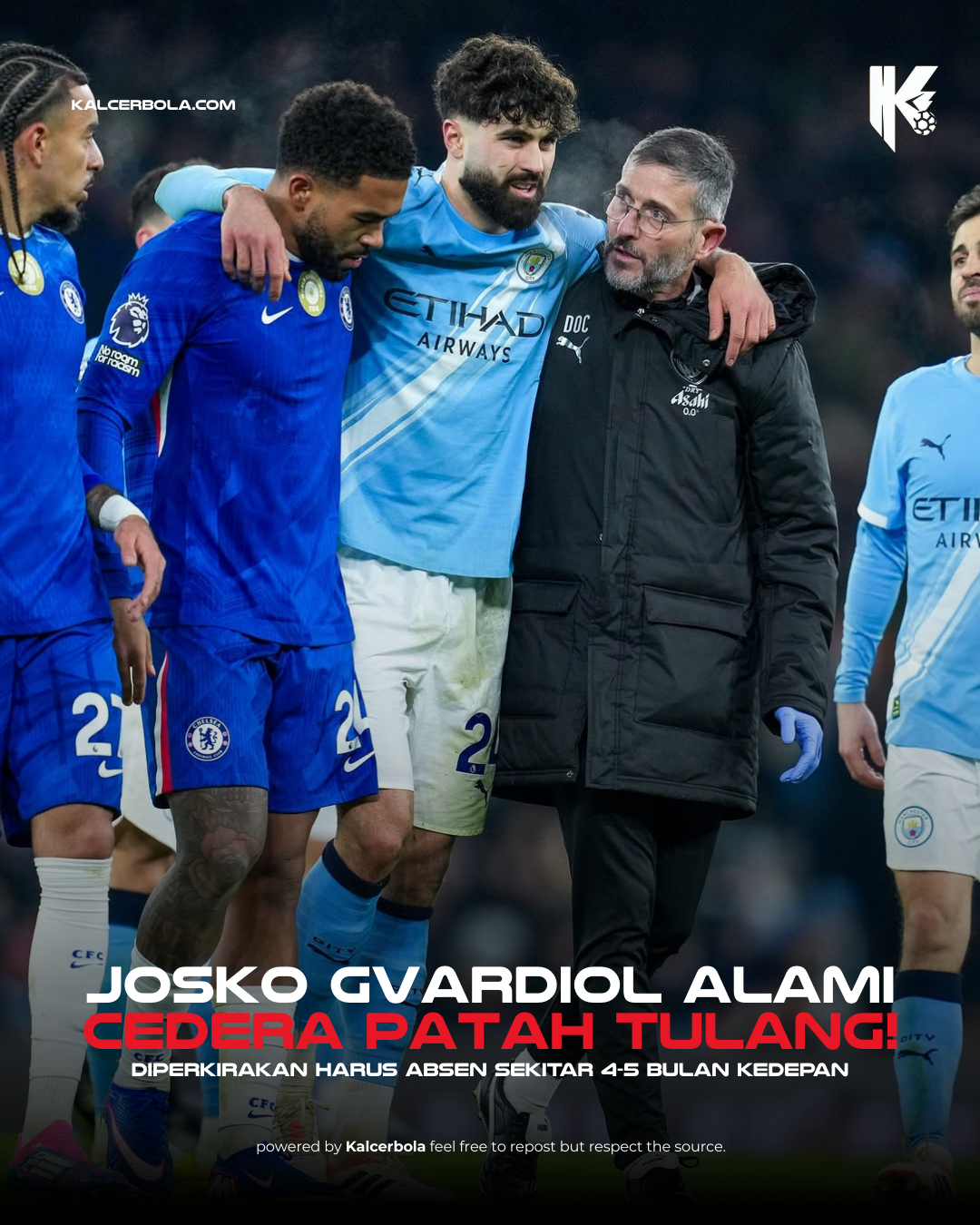 Josko Gvardiol Absen 4–5 Bulan Akibat Patah Tulang Tibia