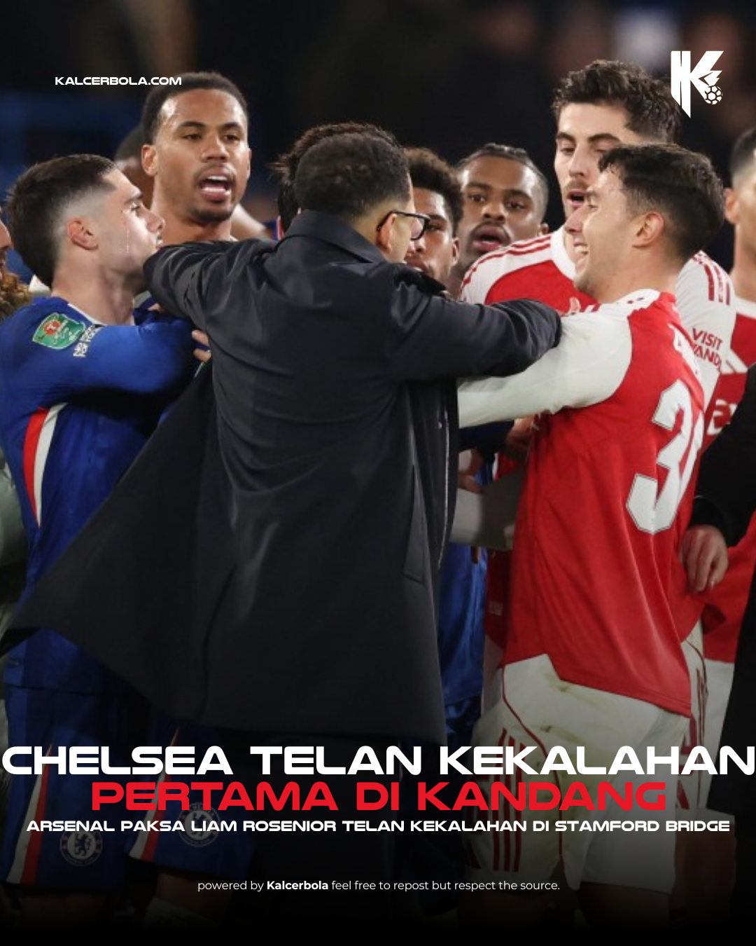 Arsenal Paksa Liam Rosenior Telan Kekalahan Pertama di Stamford Bridge