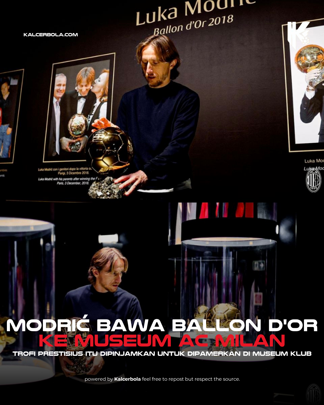 Modrić Pinjamkan Ballon d'Or ke Museum Milan