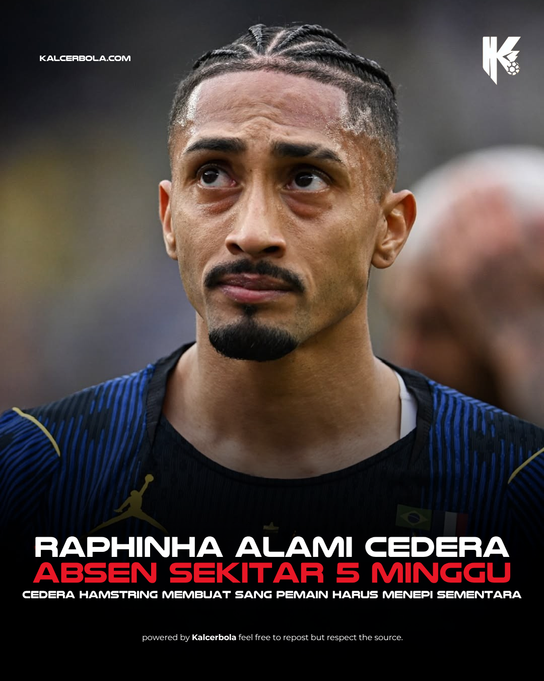 Raphinha Cedera, Absen Sekitar 5 Minggu