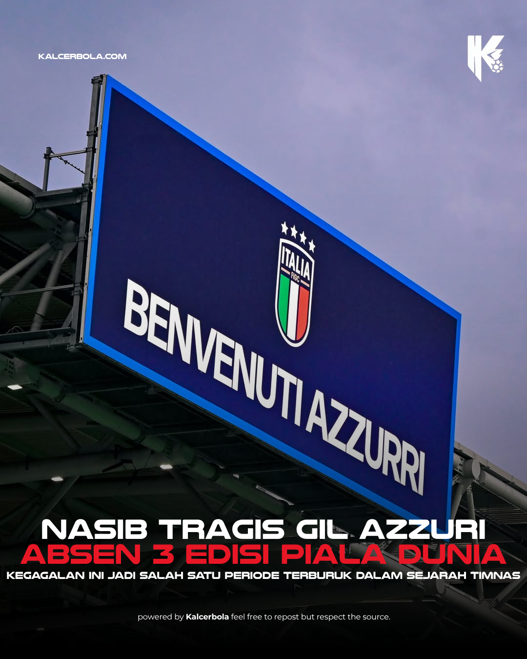 Italia Absen 3 Kali Beruntun di Piala Dunia