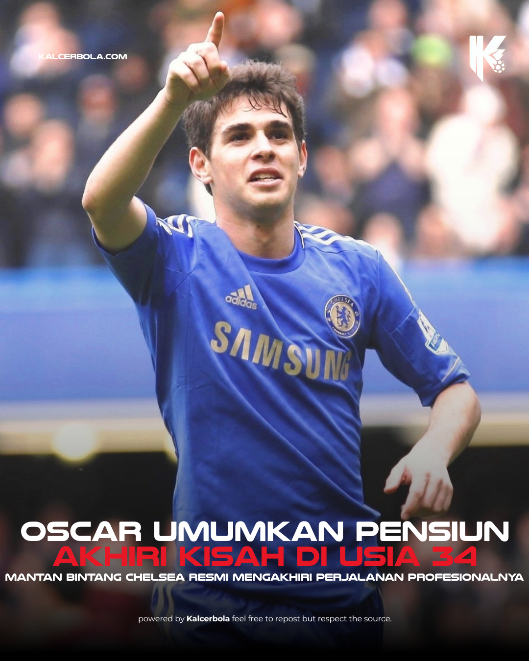 Oscar Umumkan Pensiun di Usia 34 Tahun