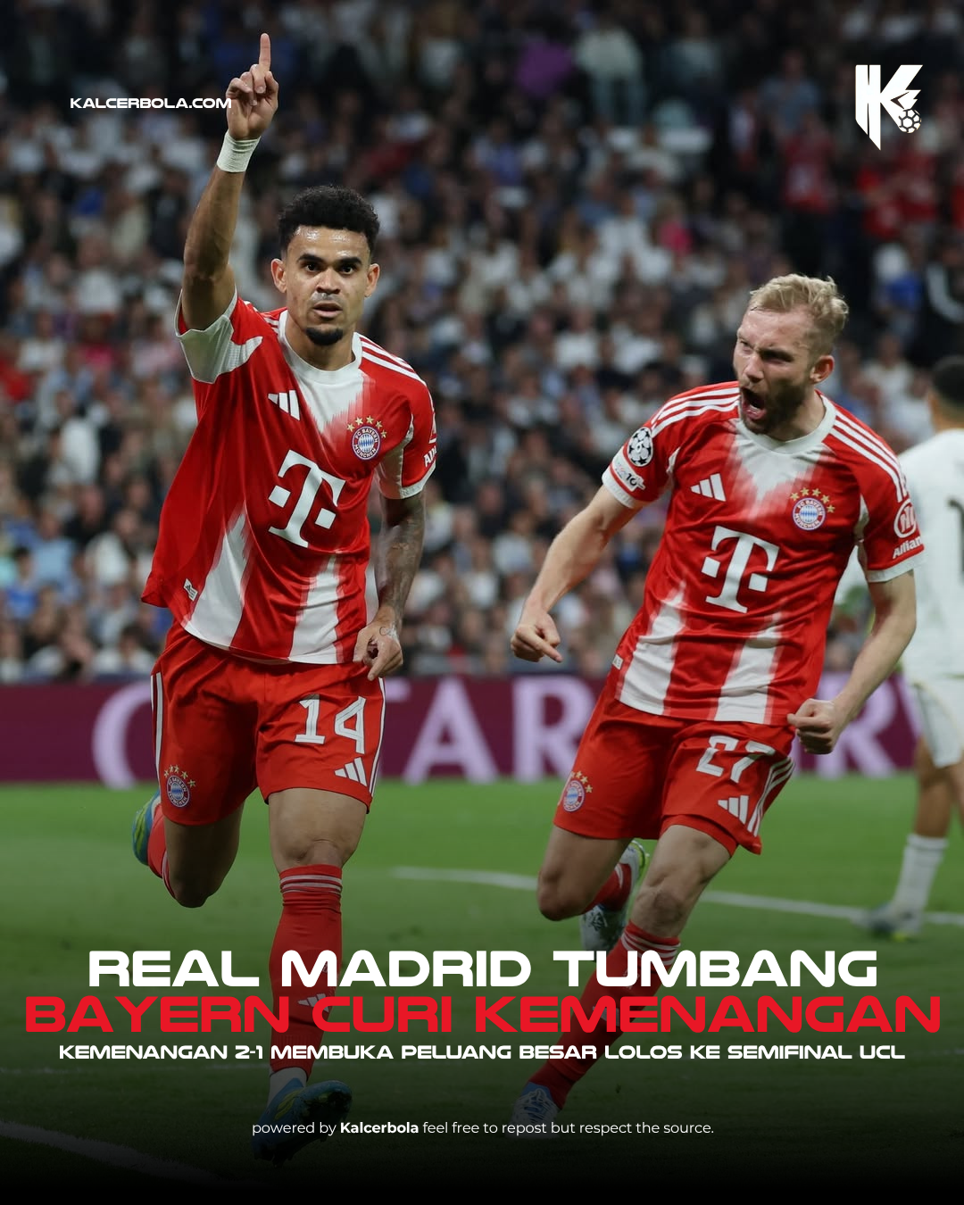 Bayern Kalahkan Madrid 2-1 di UCL