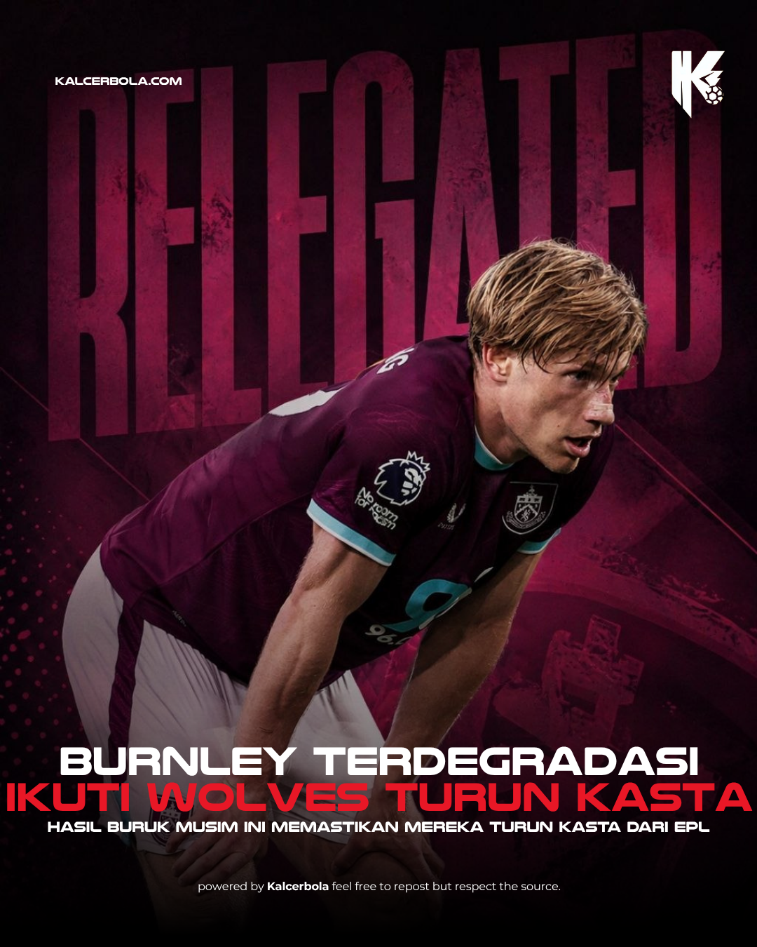 Burnley Menyusul Degradasi dari EPL