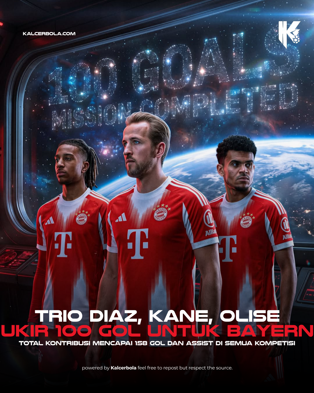 Trio Diaz, Kane, Olise Ukir 100 Gol untuk Bayern
