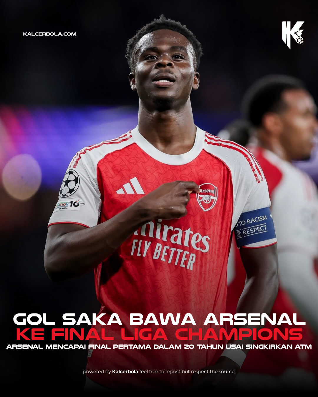 Gol Saka Bawa Arsenal ke Final Liga Champions