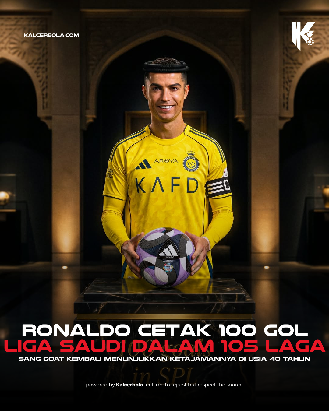 Ronaldo Cetak 100 Gol Liga Saudi dalam 105 Laga