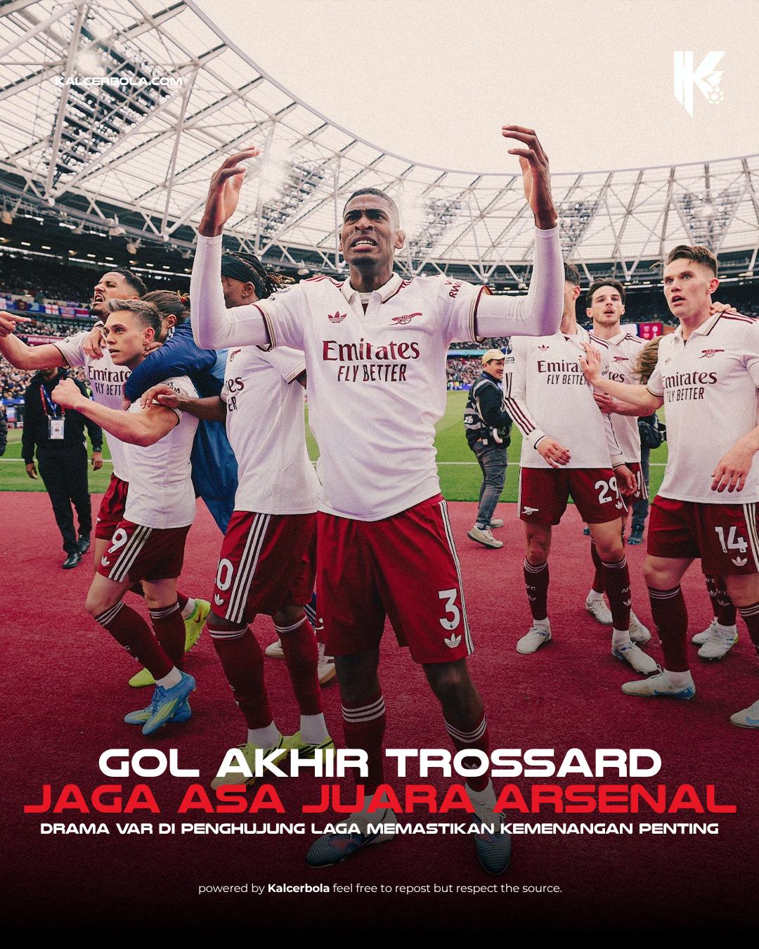 Gol Akhir Trossard Jaga Asa Juara Arsenal
