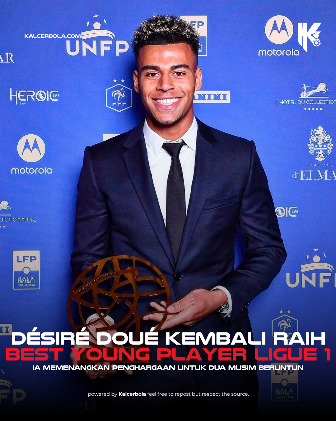 Désiré Doué Kembali Raih Best Young Player Ligue 1